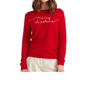 NEW CHINTI & PARKER merry christmas long sleeve sweater in red